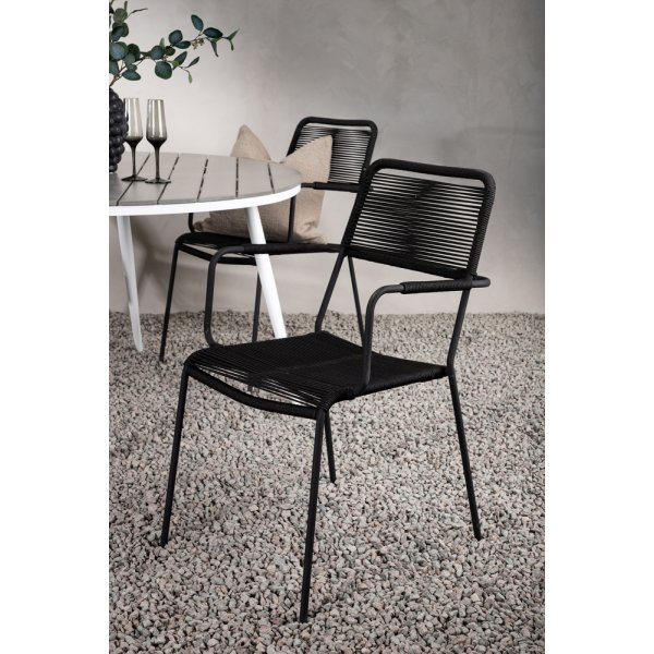 Break utematgrupp med 4 st Lindos karmstolar - Grå/Vit Break utematgrupp med 4 st Lindos karmstolar - Grå/Vit