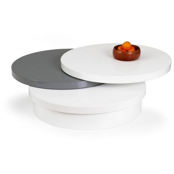 Miracle soffbord Ø80 cm - Vit/Grå (Högglans) Miracle soffbord Ø80 cm - Vit/Grå (Högglans)