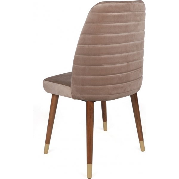 Hugo eetkamerstoelen set - Beige/walnoot/goud Hugo eetkamerstoelen set - Beige/walnoot/goud