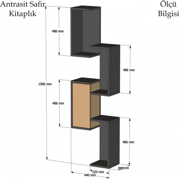 Esta wandplank - Antraciet/saffier Esta wandplank - Antraciet/saffier