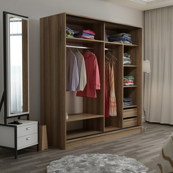Armoire Kapusta 220x52x210 cm, variante A - Marron/blanc Armoire Kapusta 220x52x210 cm, variante A - Marron/blanc
