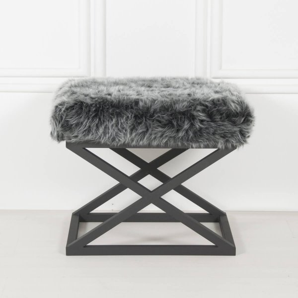 Capraz Plysch sittpuff - Svart/gr