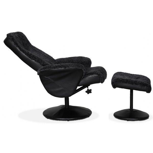 Times frskinnsftlj i mrkgr frskinn inklusive fotpall