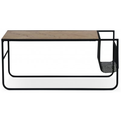 Bjrkeryd soffbord med frvaring 100 x 50 cm - Svart / Ek + Mbeltassar