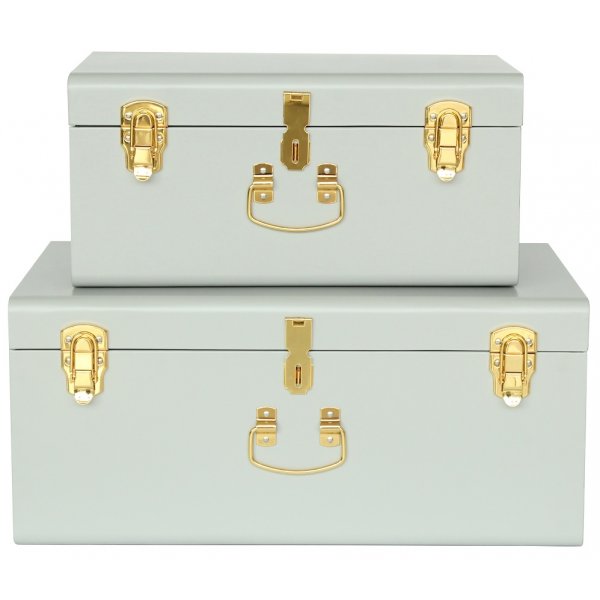 Matteus vintage Koffert set - Ljusgr / Mssing + Textilskydd fr mbler
