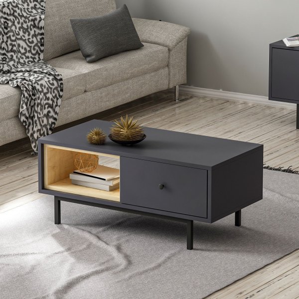 Naturel soffbord 90 x 45 cm - Antracit Naturel soffbord 90 x 45 cm - Antracit