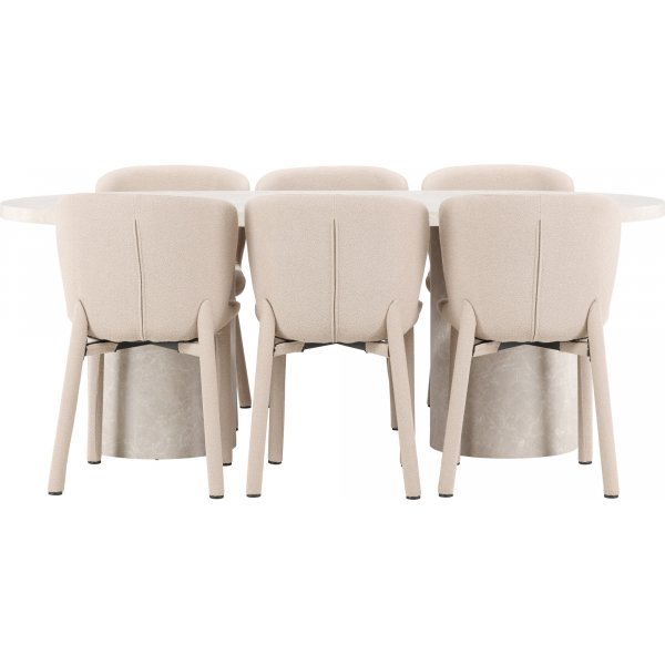 Matbord Narvik med 6 st Astoria stolar - Beige Matbord Narvik med 6 st Astoria stolar - Beige
