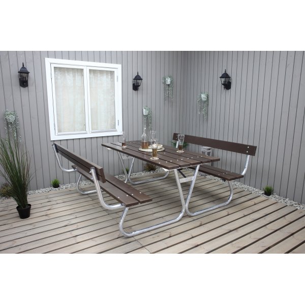 Stabil bänkset med ryggstöd - Brun Stabil bänkset med ryggstöd - Brun