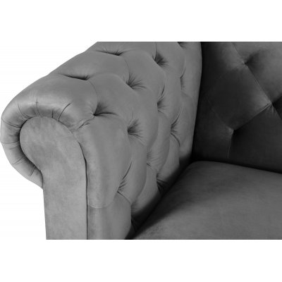 Royal Chesterfield 3-sits soffa i gr sammet + Flckborttagare fr mbler
