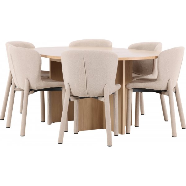 Matbord Strada med 6 st Astoria stolar - Beige/whitewash + 6.00 x Stolsdyna Matbord Strada med 6 st Astoria stolar - Beige/whitewash + 6.00 x Stolsdyna