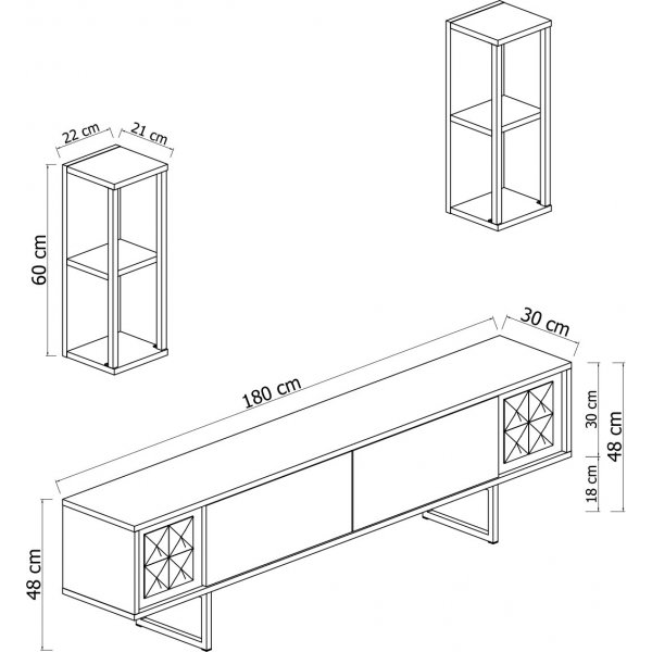 Erki TV-bänk - Valnöt/svart Erki TV-bänk - Valnöt/svart