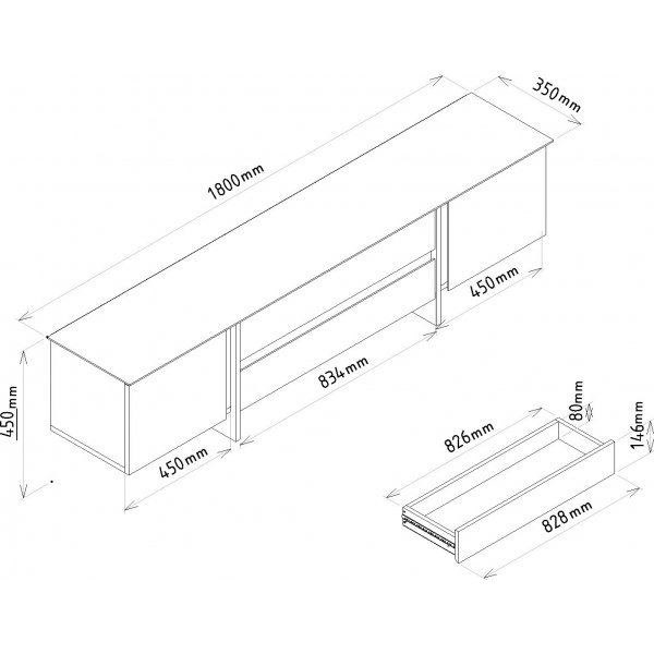 Poem TV-bnk - Antracit/valnt