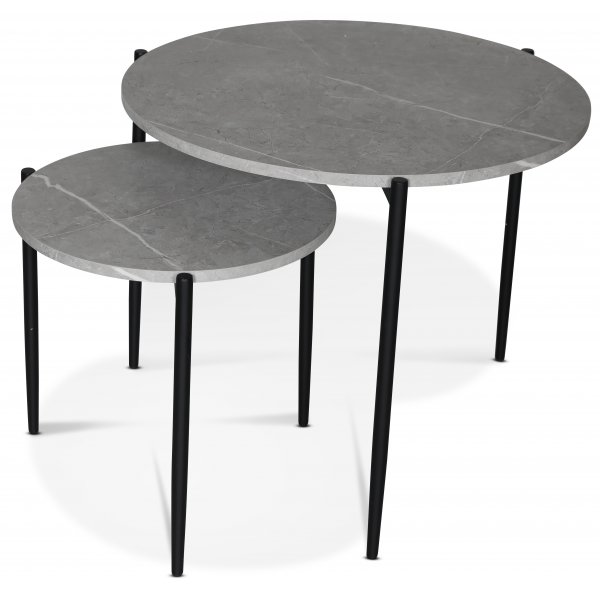 Wayne satsbord Ø60/40 cm - Ljusgrå marmor (Foliering) Wayne satsbord Ø60/40 cm - Ljusgrå marmor (Foliering)