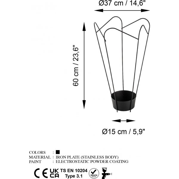 Porte-parapluie Plato 16 - Noir