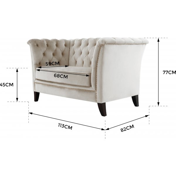 Fåtölj chesterfield beige sammet - Milton Fåtölj chesterfield beige sammet - Milton