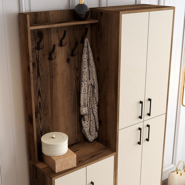 Meuble d'entrée berlinois ba - Noyer/crème Meuble d'entrée berlinois ba - Noyer/crème