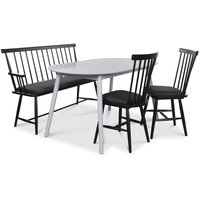 Småland matgrupp - Grått bord med 2 st Småland pinnstolar och 1 st Småland pinnsoffa - Grå / Svart Småland matgrupp - Grått bord med 2 st Småland pinnstolar och 1 st Småland pinnsoffa - Grå / Svart