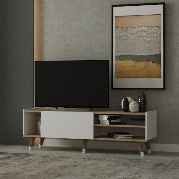 Crassia TV-bänk - Safir ek/vit Crassia TV-bänk - Safir ek/vit