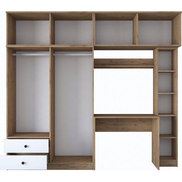 Mendy skrivbord med frvaringsskp - Valnt/vit