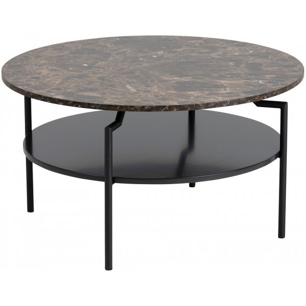Goldington soffbord Ø80 cm - Brun marmor/Svart Goldington soffbord Ø80 cm - Brun marmor/Svart