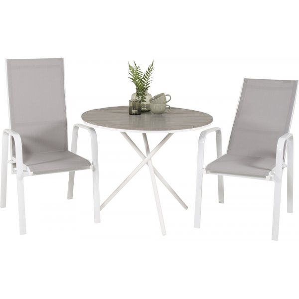 Parma utematgrupp med 2 st Copacabana stolar - Grå/Vit Parma utematgrupp med 2 st Copacabana stolar - Grå/Vit