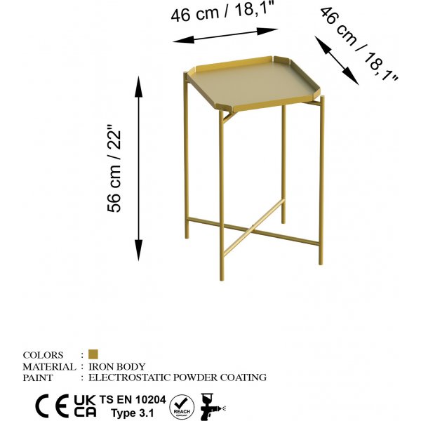 Table basse Vela 46 x 46 cm - Or Table basse Vela 46 x 46 cm - Or