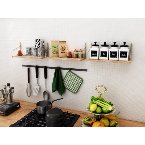 Duverney vgghylla - Guld/brun