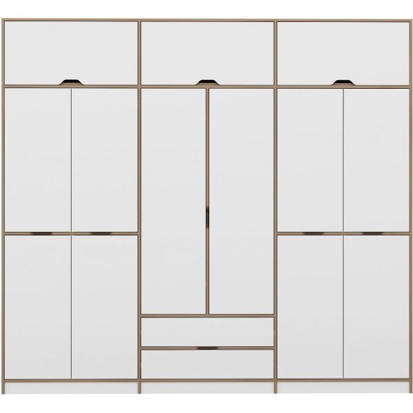 Armoire Elina 277 x 52 x 253 cm - Blanc/marron