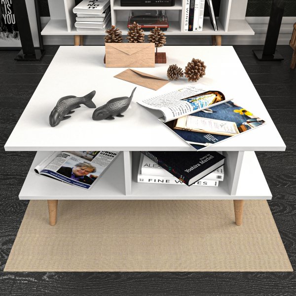 Table basse Akya 89 x 89 cm - Blanc Table basse Akya 89 x 89 cm - Blanc