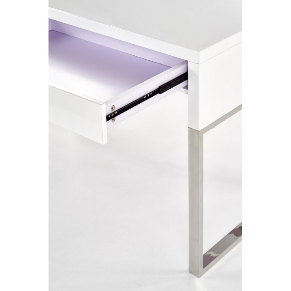 Caitlyn skrivbord i vit hgglans 120x60 cm kromade ben