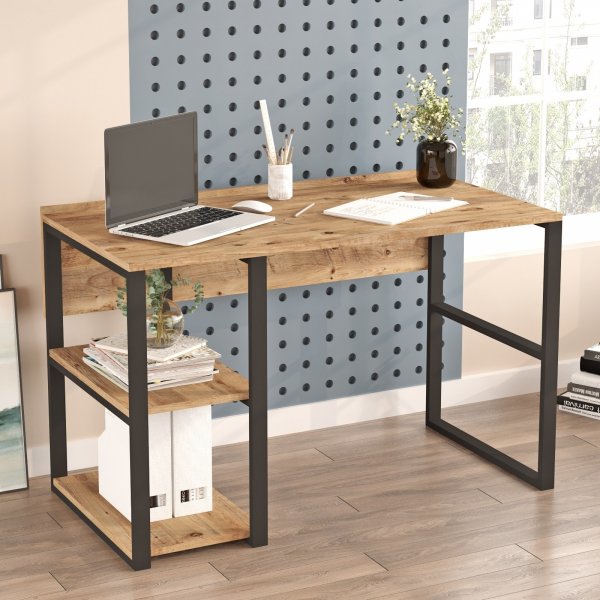 Metal skrivbord 120 x 60 cm - Furu Metal skrivbord 120 x 60 cm - Furu