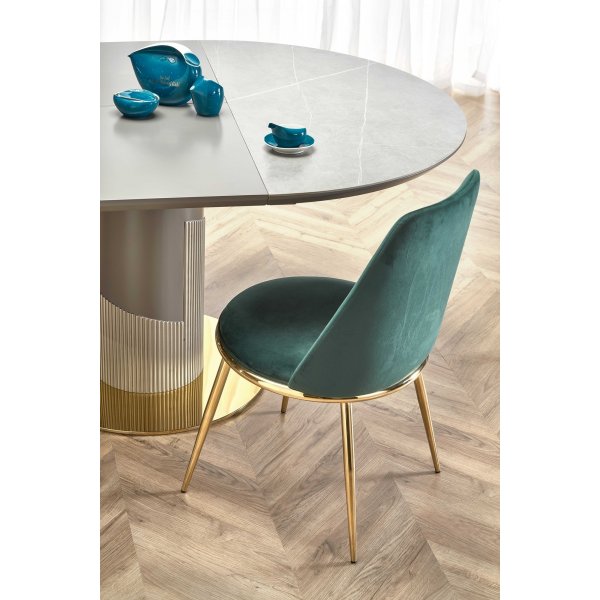 Muscat eettafel 120-160 x 120 cm - Grijs marmer/lichtgrijs/goud Muscat eettafel 120-160 x 120 cm - Grijs marmer/lichtgrijs/goud