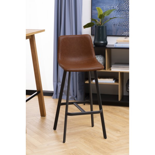 Tabouret de bar Oregon - PU marron/blanc Tabouret de bar Oregon - PU marron/blanc