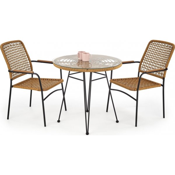 Falcon eettafel Ø79 cm - Rotan/zwart Falcon eettafel Ø79 cm - Rotan/zwart