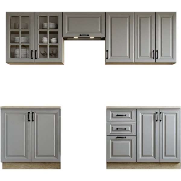 Elizabeth komplett kök 240 cm - Grå/sonoma ek Elizabeth komplett kök 240 cm - Grå/sonoma ek