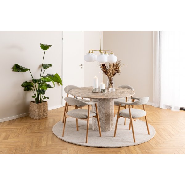 Pegani ronde eettafel 130 cm beige marmersteen