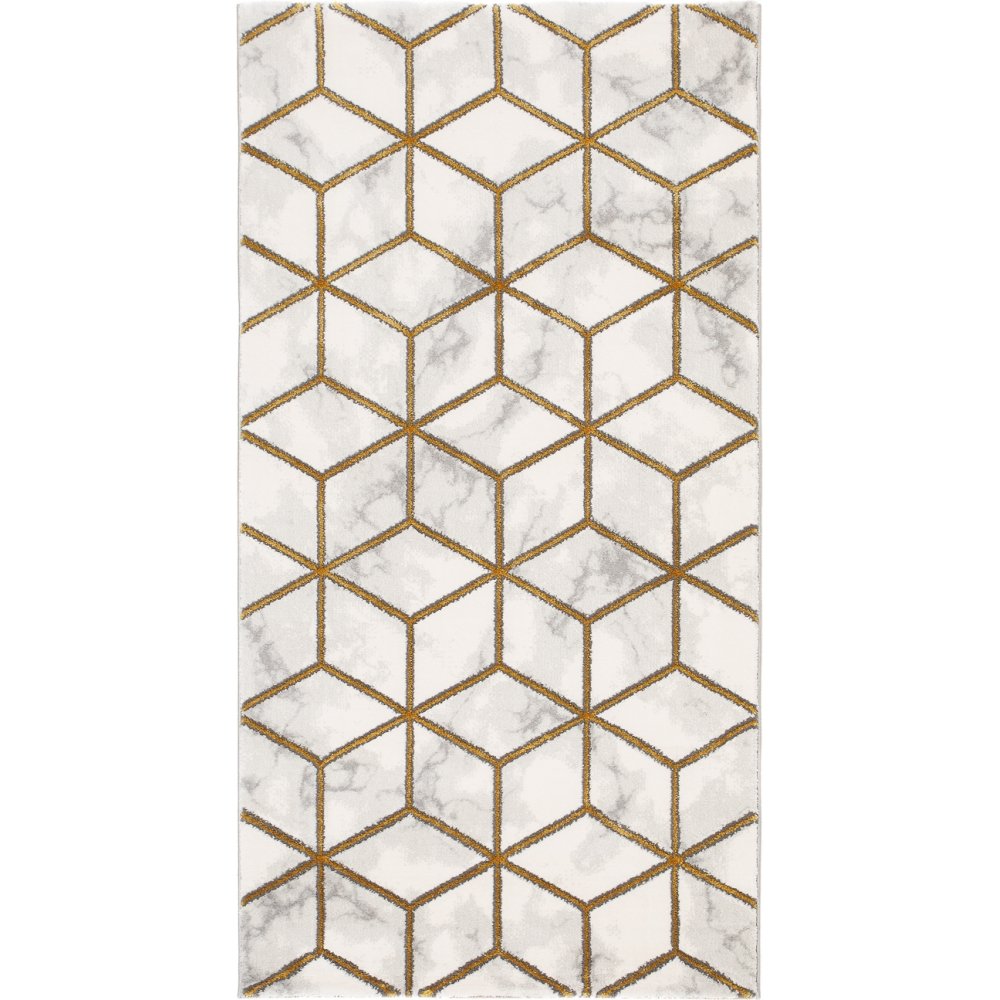 Diamond Cube Guld - 80x150 cm - Maskinvävda mattor, Mattor