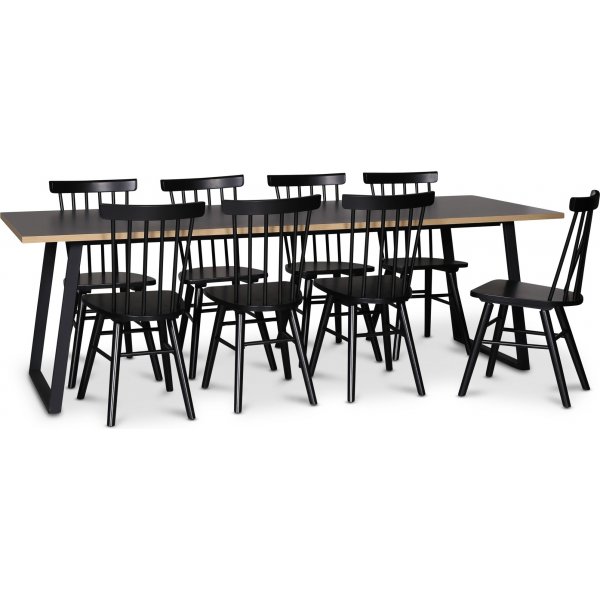 Edge 3.0 matgrupp 240x90 cm inkl 8 st Orust svarta pinnstolar - Gr Hgtryckslaminat (HPL)