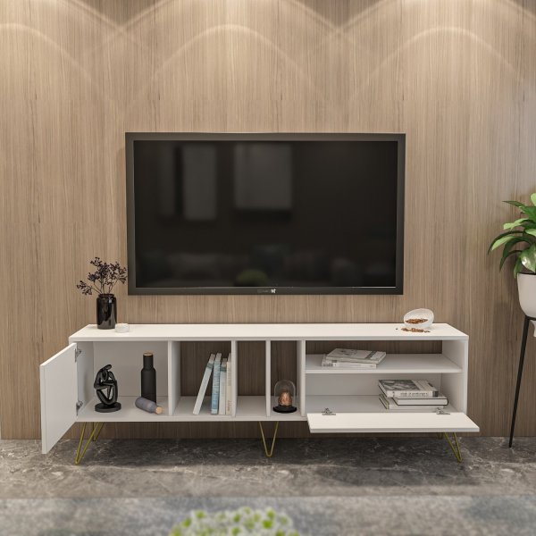 Meuble TV Mistico - Blanc/or Meuble TV Mistico - Blanc/or