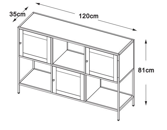 Buffet Billy en mtal noir avec 3 portes