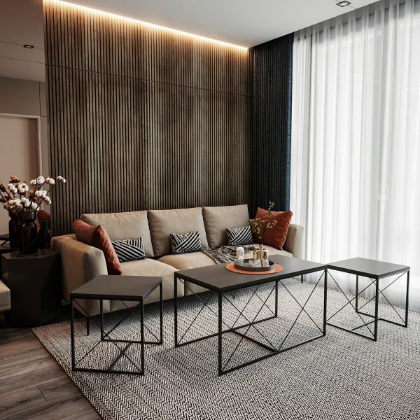 Table basse Ravina 45/100 x 45/50 cm - Anthracite/noir