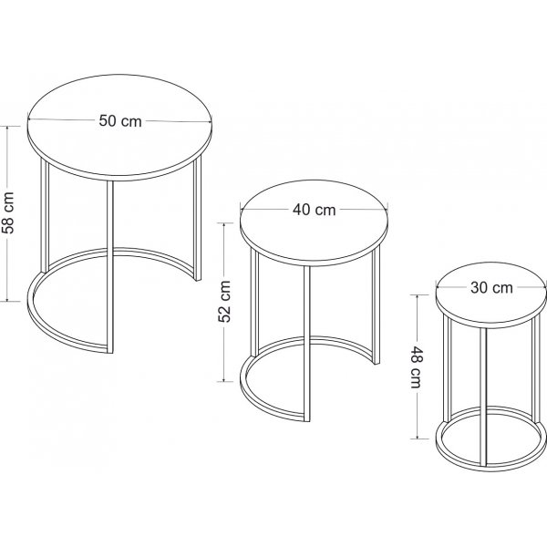 Table de lot Nimbus 30/40/50 x 30/40/50 cm - Noir