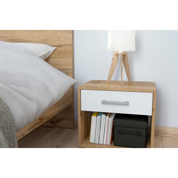 Matos nachtkastje - Eiken/wit