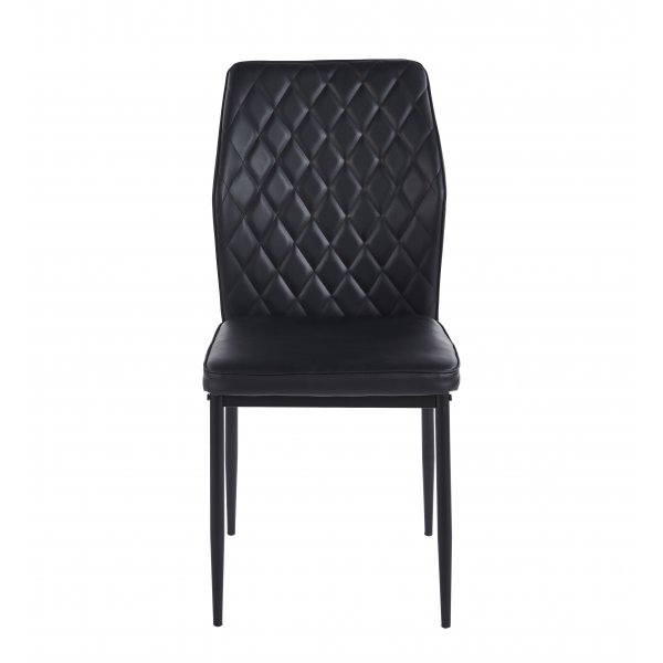 Matgrupp Sand� matbord �120cm i vit terazzo med 4st Inez matstol i svart konstl�der