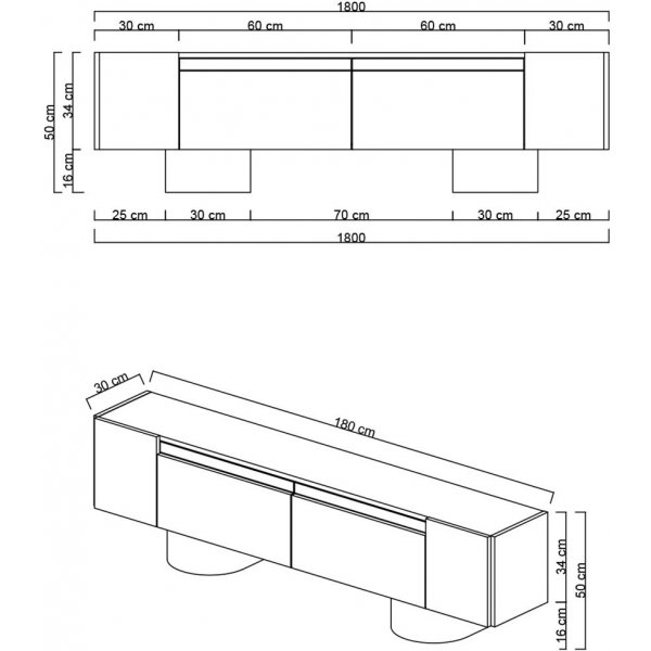 Bohem TV-bnk - Vit/svart