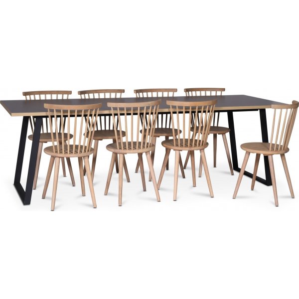 Edge 3.0 matgrupp 240x90 cm inkl 8 st vitoljade pinnstolar Castor - Gr Hgtryckslaminat (HPL)