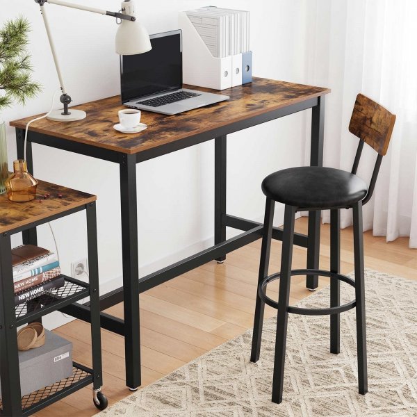 Tabouret de bar Hector, pack de 2 - Marron/noir Tabouret de bar Hector, pack de 2 - Marron/noir