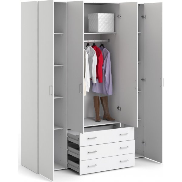 Armoire Space avec 4 portes et 3 tiroirs - Blanc Armoire Space avec 4 portes et 3 tiroirs - Blanc