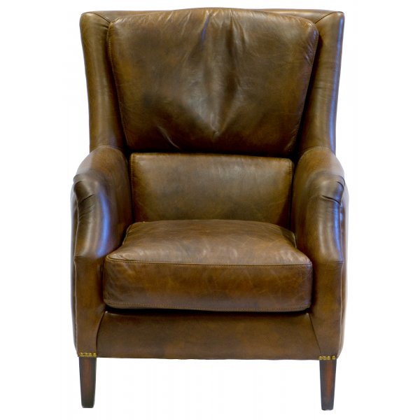 Baker fåtölj - Antikbrunt skinn Baker fåtölj - Antikbrunt skinn