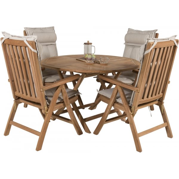 Kenya utematgrupp med 4 st Kenya positionsstolar - Teak Kenya utematgrupp med 4 st Kenya positionsstolar - Teak